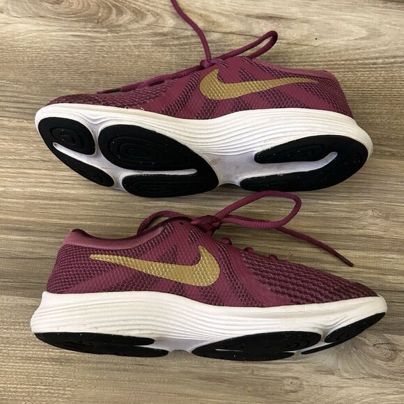 Nike Youth Revolution 4 GS Sneakers Size 3.5 Y Tea Berry White Gold Lace Up EUC - Picture 7 of 9